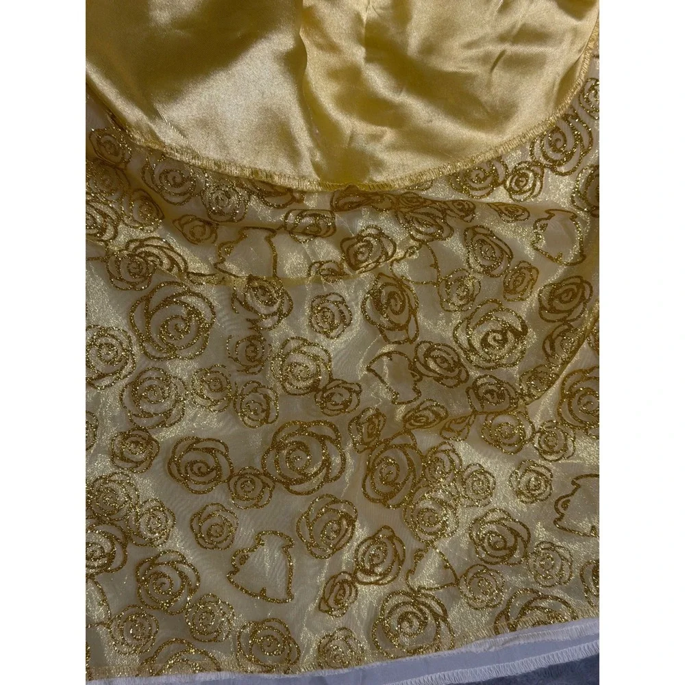 Disney Belle Beauty and the Beast Costume Dress Yellow Gold Rose Girls 4-6X